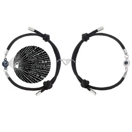 Matching Bracelets for Couples, Couple Bracelets Magnetic Relationship Bracelet Couple Gifts for Boyfriend Girlfriend Him Her, 2 PCS Love Bracelets Projection Bracelet with 100 Kinds of Languages