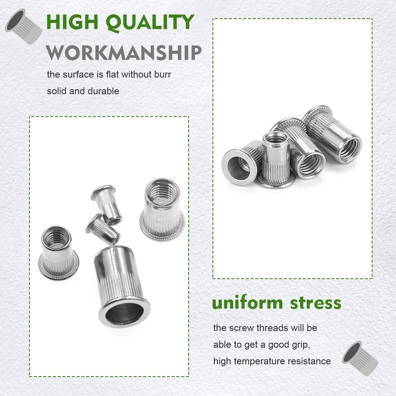 Waykino Stainless Steel Rivet Nut, Threaded Rivetnut Insert Nutsert M3