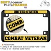Motorcycle Metal License Plate Frame with U.S. Combat Veteran Design