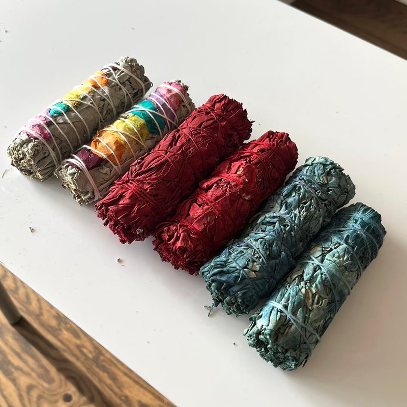 2x Chakra Petals White Sage 4" Smudge Sticks, 2x Dragon's