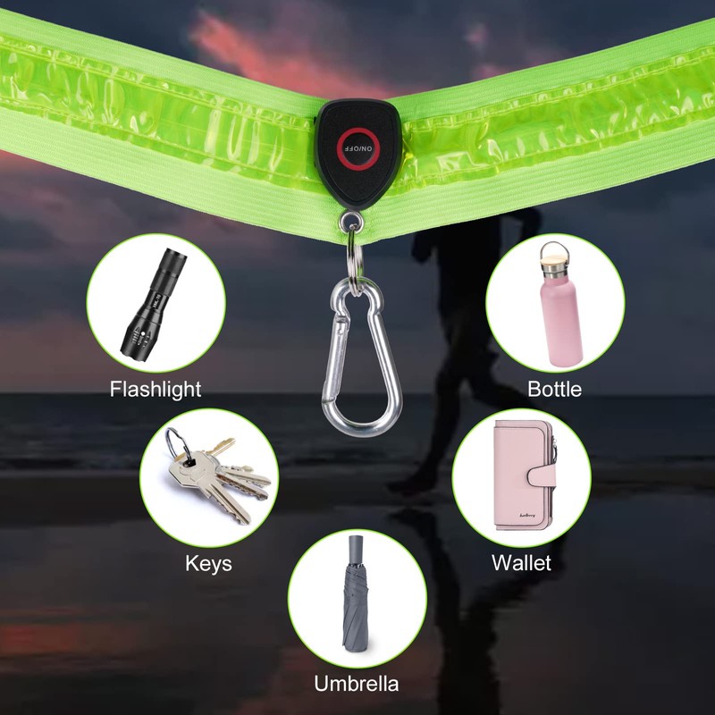 flintronic Reflective Belt Sash Gear, Luminous Led Safety Shoulder Strap,