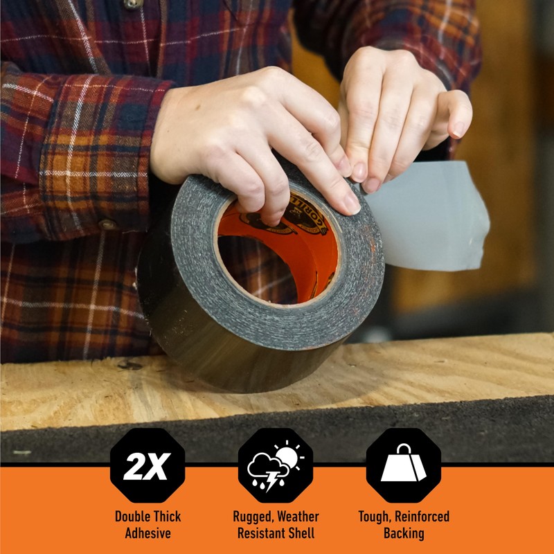 Gorilla Tape Tough & Wide, Black Tape, 2.88" x 25