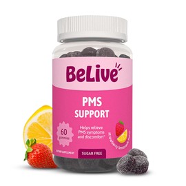 BeLive PMS Support Gummies Supplement – Helps Relieve PMS Symptoms – Hormonal Balance Mood Swings & Cramps Relief, Bloating Support – with Chaste Tree Extract - Strawberry Limonade Flavor – 60 Count