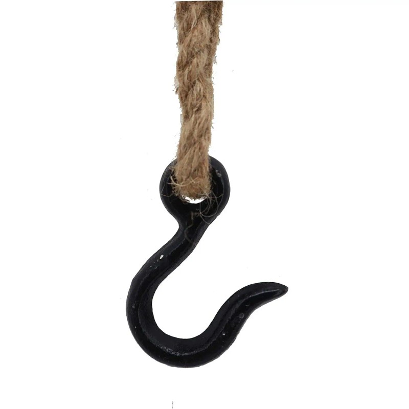 PARISLOFT Industrial Decorative Iron Faux Pulley Tackle with Jute Rope