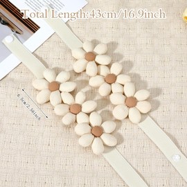 Curtain Tie Backs, 2 Pack Boho Style Curtain Tiebacks with Flowers, Drill-Free Curtain Holders for Bedroom Window Draperies, Beige Home Decor Accessories