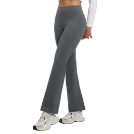 baleaf Fleece Lined Pants Women Flare Leggings Thermal Warm High Waist Winter Yoga Pants with Pockets Heather Gray S