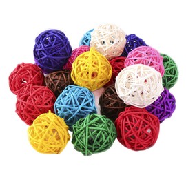 40pcs 3cm Wicker Rattan Balls Colorful Handwoven Hollow Vine Ball Pendant Colorful Orbs Vase Fillers for Wedding Dating Table Banquet Random Color