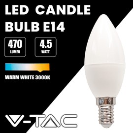 V-TAC 10x LED Glühbirne E14 Kerze - 4,5W (entspricht 40W) Kerzenlampe - 470Lumen - Kerze Lampe - Licht 3000K Warmweiß