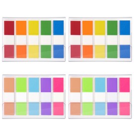 KICNIC Page Markers Sticky Index Tabs 500 Pcs, Fluorescent Pop Up Note Flags, 1.77 X 0.47 Inch Tabs for Notebooks, Sticky Notes Flags for Page Bookmarks, 4 On-The-Go Dispensers