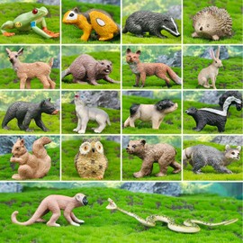 18 cifras de animales del bosque, cifras de juguete de criatura de bosque de plástico para niños y niñas, 3-5 6-12, cifras pequeñas de animales de la selva para regalo de cumpleaños