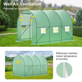 Greenhouse, 10’x7’x7’ Walk-in Greenhouse Heavy Duty Tunnel Green House with 6 Ventilated Mesh Windows & Zippered Roll-up Door, Large Plant Garden Hot House Outdoor with Reinforced Frame