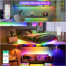 OULARA RGB Smart IC COB LED Strip Addressable 6 m, 24 V Multicoloured Flexible Band Light Set WiFi Controller Function with Alexa, App Control/Music Mode for Bedroom, Party, DIY Decoration