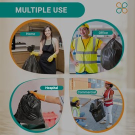 PlasticMill Heavy Duty Trash Bags - Black Garbage Bags - Plastic Trash Bags - Kitchen, Bathroom, Office Garbage Bags, Trash Can Liners - 20-30 Gallon, 8 Microns, 30"x37" (100-Count)
