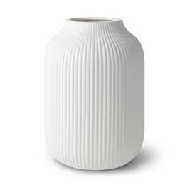 flature Ceramic Vase with Grooves - Waterproof Flower Vase in Matte White for Fresh Flowers, Dried Flowers, Pampas Grass, Large 20cm High Vase as a Gift, Decoration for Living Room, Bedroom, Office.