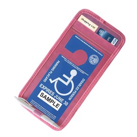GAOLAOSY Handicap Placard Holder for Car, Universal Disabled Parking Permit Sign Holders, Handicap Placard Protector with Pen Holder & Note Paper Slot for Car Interior Sun Visor Storage (Pink)