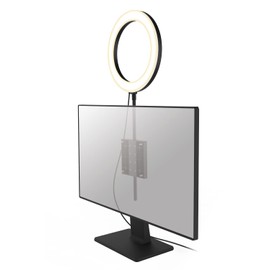 Elecom DE-L07BK LED Ring Light, Ring Light, Illumination, VESA Hole, Behind Monitor, 10.2 inches (26 cm), Flexible Arm, 3 Color Modes, 10 Brightness Levels, USB Powered, Actress Light, Remote Work, Web Conference, Online Interview, Black