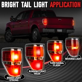 FOMIUZY Tail Lights Assembly Fit Ford F150 F-150 2009 2010 2011 2012 2013 2014 Rear Brake Back Up Cover Taillight Lens Left Driver Right Passenger Replaces BL3Z13404AB BL3Z13405AB(Bulb Included)
