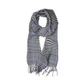 D&Y Bufanda unisex clásica más suave que la cachemira, con flecos de Chevron, Mini Negro/Blanco/Azul, Talla única
