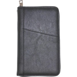 Porta Pasaporte Familiar RFID de Viaje para Hombre y Mujer. Organizador Premium de Documentos con Cierre, Espacios para Pasaportes, Tarjetas, Celular. Cartera de Viaje Elegante. (NEGRO)