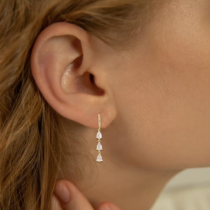 Mikovivi Pendant Earrings for Women, Gold Diamond Earrings Copper Lightweight