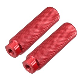 X AUTOHAUX Pair Rear Foot Pegs Footrests Red for Bicycle Fit 3/8 Inch Axles