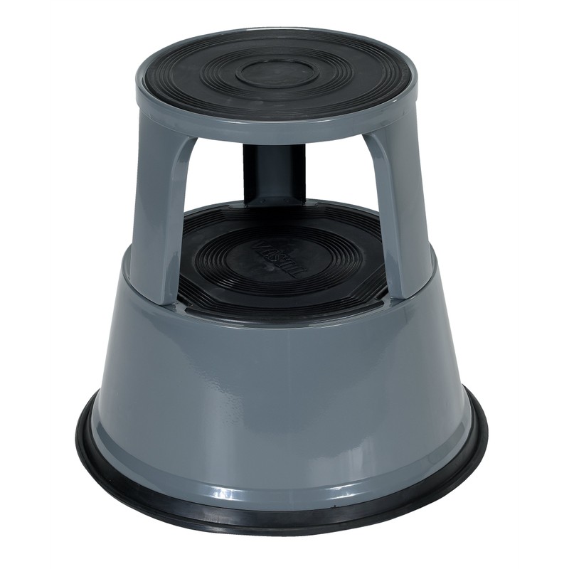 Vestil STEP-17-GY Steel Rolling Step Stool with Powder Coat Finish,