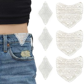 6 Pcs Pant Waist Extenders for Jeans Trousers Skirts, Soft Lace Waist Extenders for Pants, Fashion Waistband Extenders Sewing Fasteners Jean Extenders for Women, 2 Types