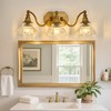 hesoge Vintage Bathroom Light Fixture Brushed Gold Vanity Light with