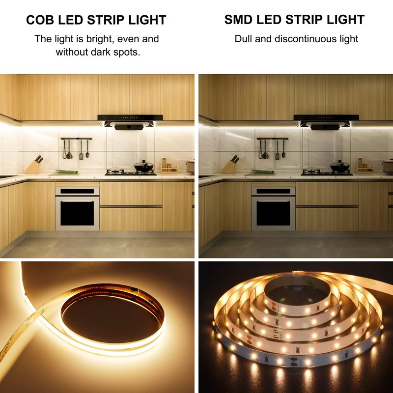 AXMOTUT COB LED Strip Lights with Remote, 24V 9.84ft Warm