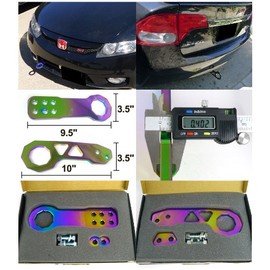 Spec-D Tuning JDM Neo Chrome CNC Aluminum Front+Rear Tow Racing Bumper Hook Towing Kit