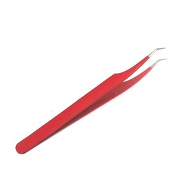 AAProTools Professional Tweezer Pack- 4 Tweezers Set- Ingrown Hair Remover Treatment. Premium Eyebrow Shaper. (Red) Color Tweezers With Pouch