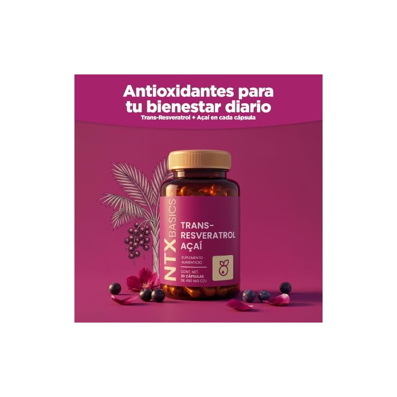 Trans Resveratrol Açaí Antioxidante Suplemento 30 Cápsulas