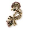 Exotic Multicoloured Crystal Bird Stud Earrings In Antique Gold Plating