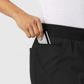 WonderWink Women's Flex-n-Reach Track Scrub Pant - Black, L Petite
