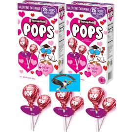 Tootsie Pops 50 Count Bulk Valentines Classroom Friendship Exchange Candy Wrapped Suckers Candy - Includes Bonus PITCHING PIGEON Brand Refrigertor magnet