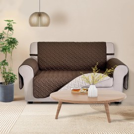 Luxshare 100% Waterproof Loveseat Couch Cover Sofa Covers Washable, Reversible Couch Covers for 2 Cushion Couch Sofa Pet Friendly(Loveseat,Chocolate/Beige)