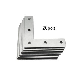 Sipery 20Pcs Flat Corner Brace 3 Inch, L Shaped Flat Mending Plate, Hot Dip Galvanized Metal Repair Joining Plates for Wooden Furniture Joining Bracket Support Braces