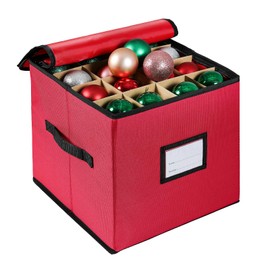 BIEBOS christmas decoration organizer village storage box，Containers that Store up to 64 Holiday Ornaments