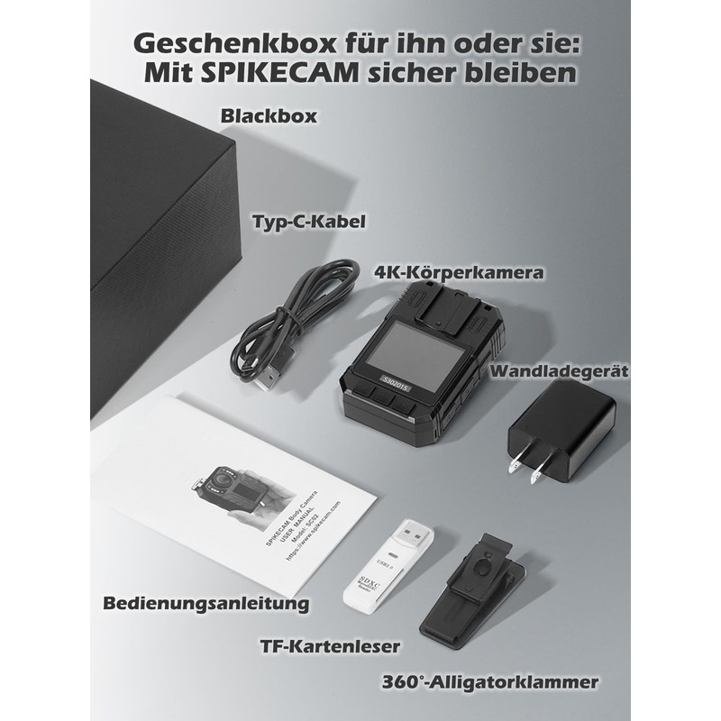 SPIKECAM 4K Body Camera S3 No Card