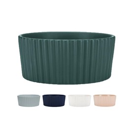 Waggo Ripple Ceramic Dog Bowl for Medium and Large Breeds - Modern with Matte Finish, Heavyweight Durable Pet Food and Water Dish Crock, Dishwasher Safe (Teal, Medium)