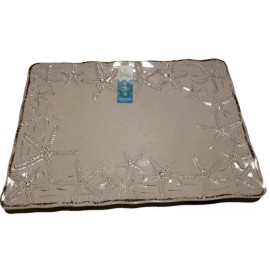 Sigrid Olsen STARFISH Crackle Melamine Tray Platter Ivory Coastal Beach Nautical