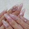 Pure Rose Pink Handmade Nail Tips - Long Ballerina /