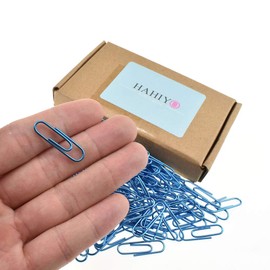 HAHIYO Paper Clips 1.1" (28mm) Length Blue Paperclips Bright Colors Vinyl Coated Prevent Scratching Tearing The Pages Sturdy for Bookmark Organize Home Office School 150 Pack