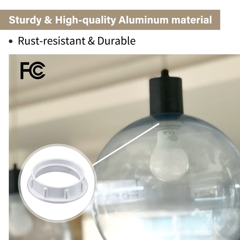 DiCUNO E26 Lamp Shade Rings, White Light Socket Shade Ring,