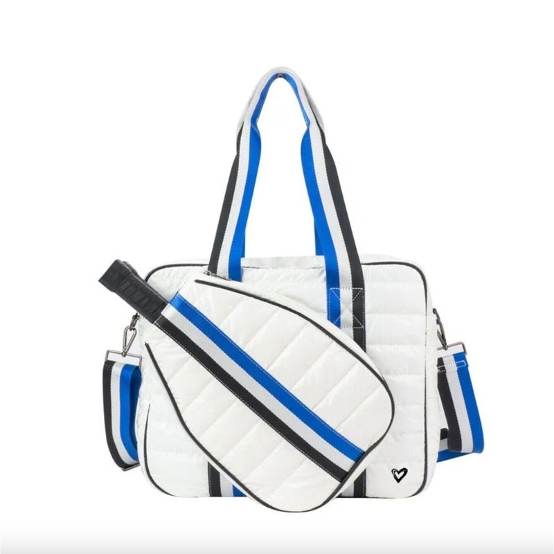 Prenelove Pickleball Puffer Crossbody Sling Bag White Unisex One Size