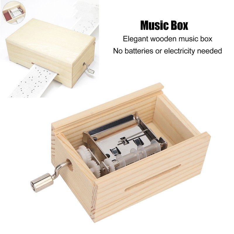 Music Box 15 Note Hand Crank Compact Retro Style Attractive