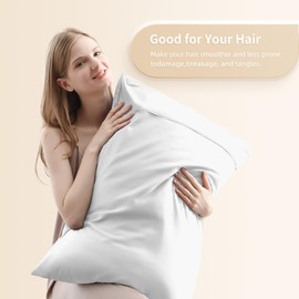 King Pillowcases, Cooling Viscose from Bamboo Pillow Covers with Envelope Closure, Soft Moisture-Wicking for Hot Sleepers, Hair and Skin-Friendly, White, 2 Pack