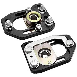 HTRACING 2 Pcs Caster Camber Plates For Ford Mustang 1979-1989 Front Adjustable +/-3.0 Camber +/-2.0 Caster Plates Aluminum Alloy 79 80 81 82 83 84 85 86 87 88 89 Mustang（Black）