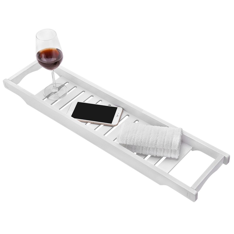 Luxury Slim Bridge Bath Tray Bathtub Storage Rack Shelf Organizer