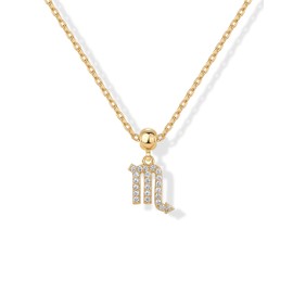 PAVOI 14K Gold Plated Charm Pendant Necklaces for Women - Adjustable Sliding Chain Dainty Necklace Charms Pack - Customizable Cubic Zirconia Initial Letter Zodiac Signs Birthstone Gemstone Pendants,